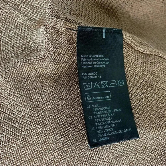H&M‎ XS brown/bronze metallic open cardigan - Picture 5 of 6